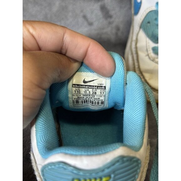 VTG NIKE AIRMAX 90 Y2k Toddler Girls Sneakers Shoes White Blue Retro Preppy 11C - Picture 2 of 9